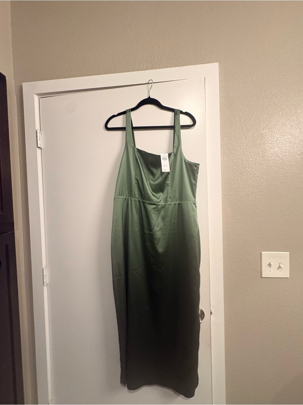 Abercrombie & Fitch Olive Satin Midi Slip Dress